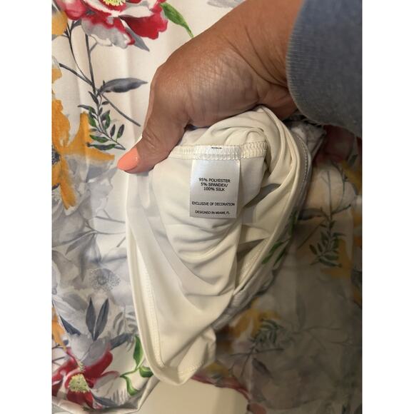 NWT ANALILI Sz XS/S Dress White Floral Print Silk Overlay Shift Wedding Guest - Picture 6 of 16